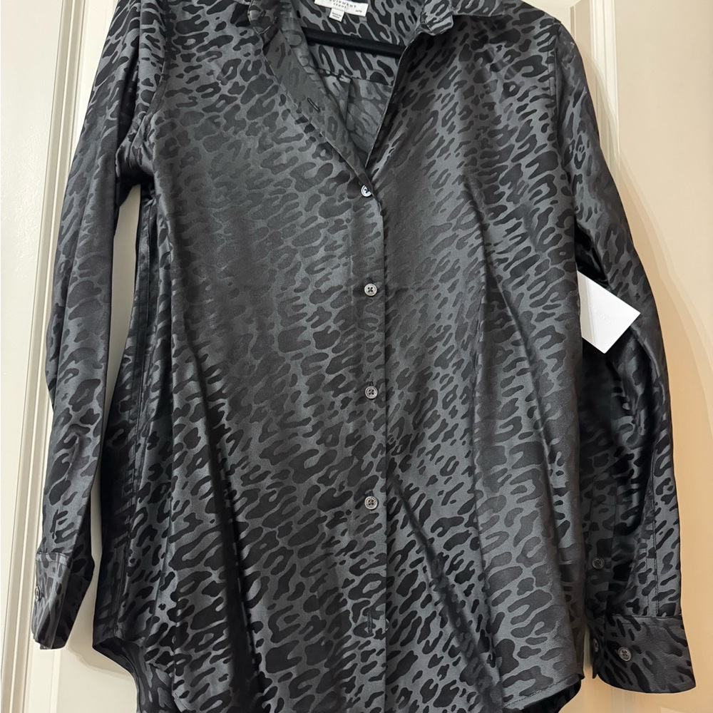 Equipment Gray Animal Print Shirt